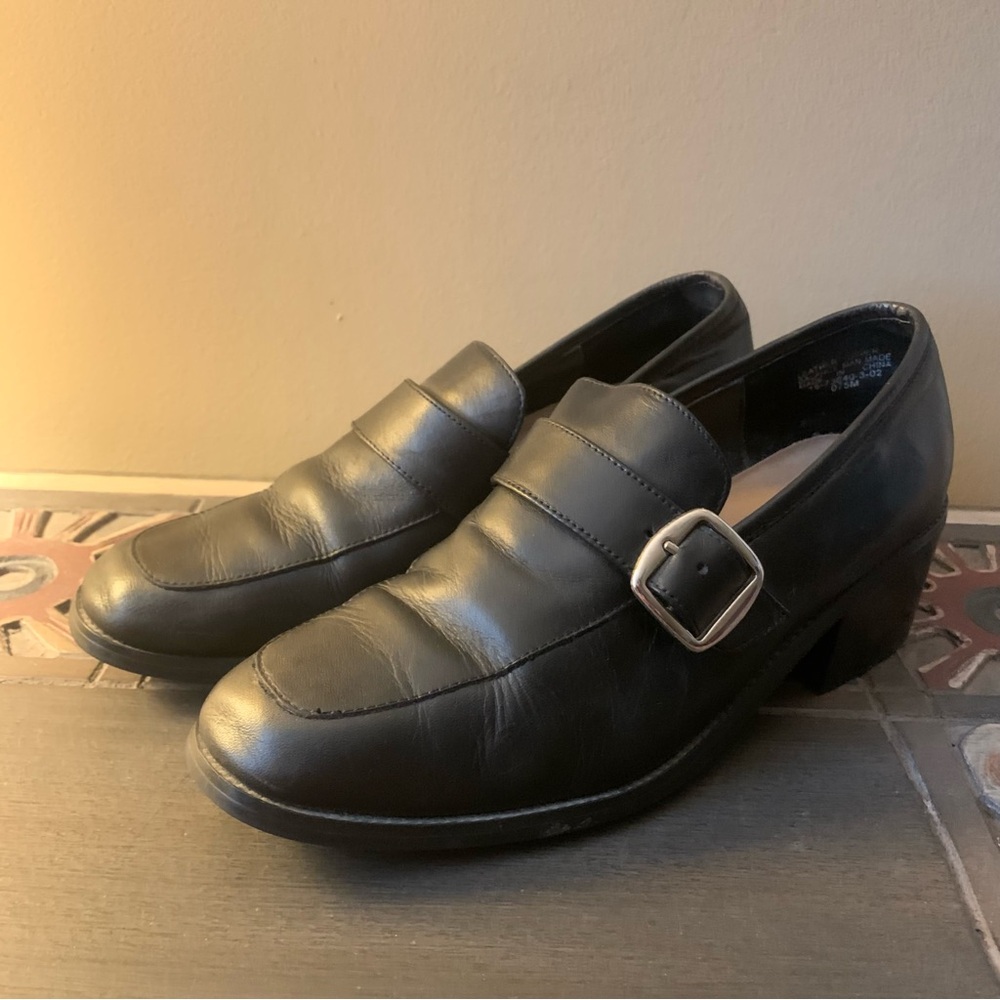 Vintage Kf Ltd Y2K Chunky Heel Loafer Genuine Leather Size 7.5 M